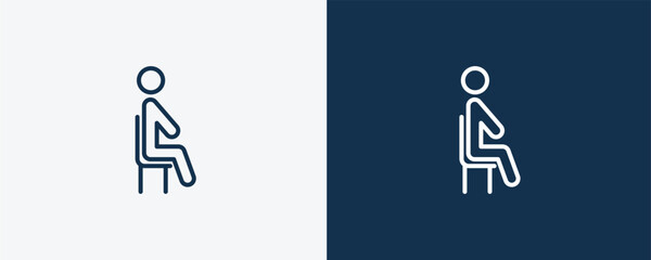 sitting icon. Outline and vector sitting icon from business and finance collection. Line and glyph vector isolated on white background. Editable sitting symbol.