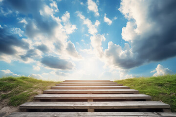 mental health and mindfulness concept. steps leading to a bright sky