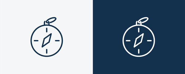 basic compass icon. Outline basic compass icon from technology collection. Linear vector isolated on white and dark blue background. Editable basic compass symbol.