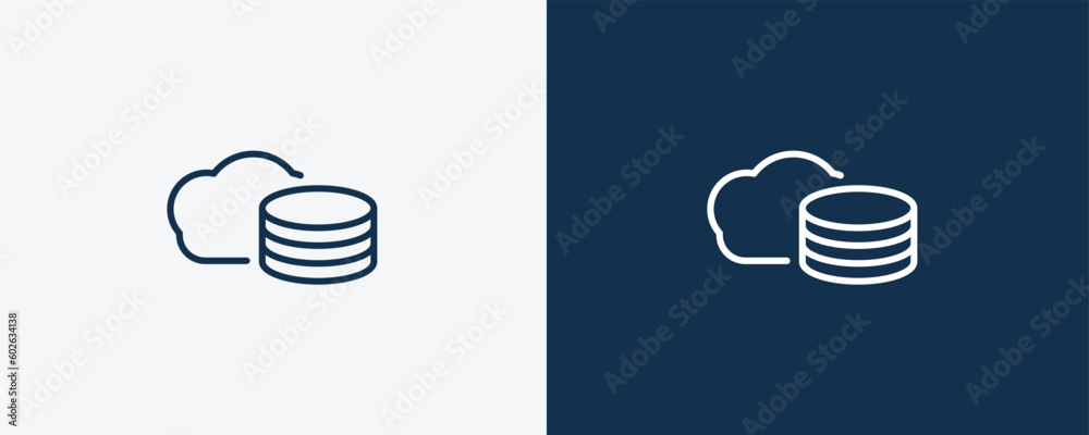 Sticker cloud storage icon. outline cloud storage icon from information technology collection. linear vector