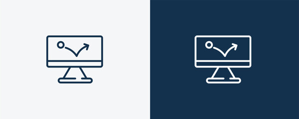 advertising bounce icon. Outline advertising bounce icon from information technology collection. Linear vector isolated on white and dark blue background. Editable advertising bounce symbol.