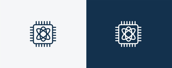 computing icon. Outline computing icon from information technology collection. Linear vector isolated on white and dark blue background. Editable computing symbol.