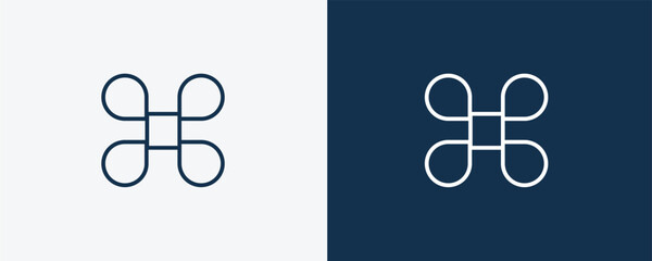 command icon. Outline command icon from information technology collection. Linear vector isolated on white and dark blue background. Editable command symbol.