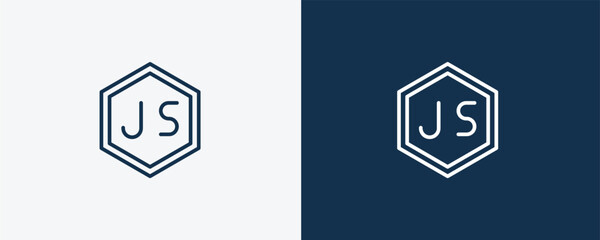 js icon. Outline js icon from information technology collection. Linear vector isolated on white and dark blue background. Editable js symbol.