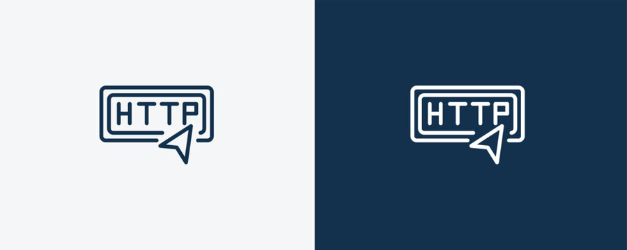 http icon. Outline http icon from information technology collection. Linear vector isolated on white and dark blue background. Editable http symbol.