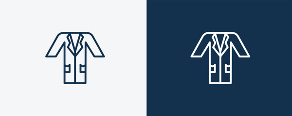 lab coat icon. Outline lab coat icon from fashion and things  collection. Linear vector isolated on white and dark blue background. Editable lab coat symbol.