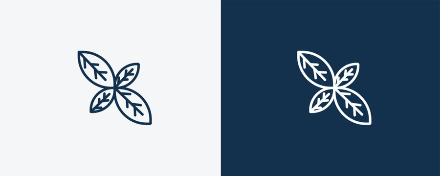 basil icon. Outline basil icon from vegetables and fruits collection. Linear vector isolated on white and dark blue background. Editable basil symbol.