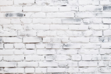 White painted old brick wall. Panoramic background. Brick wall background. Generative AI