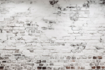 White painted old brick wall. Panoramic background. Brick wall background. Generative AI