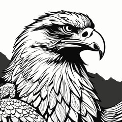 2D Line Art of Eagle B&W