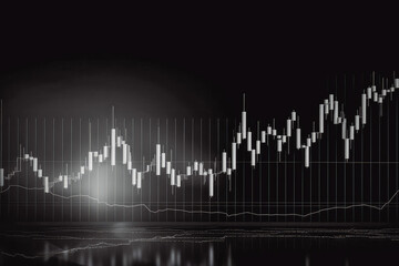 Wide screen abstract financial chart with uptrend line. Generative AI