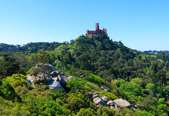pena palace on the top of mountain- Sintra in Portugal