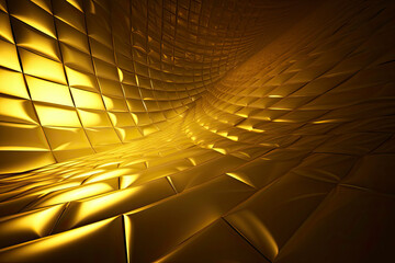 Simple golden background with perspective effect - abstract 3d illustration