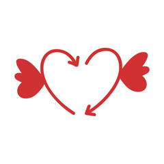 Heart Arrow Element. Hand drawn arrows with hearts, design elements for Valentine's day and wedding Design