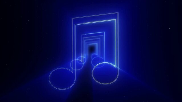 Neon Musical Notes Animation Background, VJ Loop
