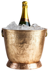 Champagne Cooler in Luxurious Gold Metallic. Champagne Bucket for Elegant Parties. generative ai