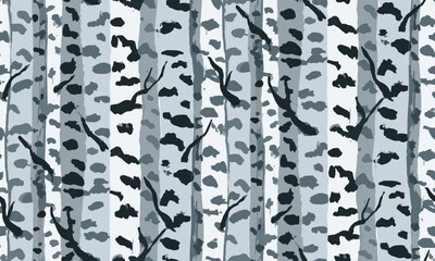 Abstract hand drawn birch forest seamless pattern