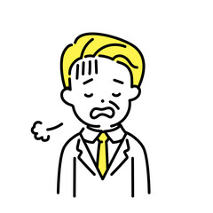 かわいい人物のイラストシリーズ _ オフィスワーカー_シニア _ 疲れた