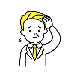 Obraz premium かわいい人物のイラストシリーズ _ オフィスワーカー_シニア _ 困る