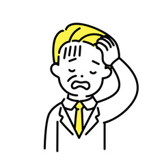 かわいい人物のイラストシリーズ _ オフィスワーカー_シニア _ 疲れた