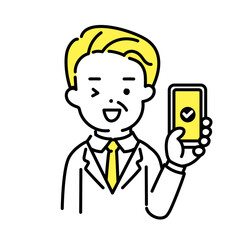 かわいい人物のイラストシリーズ _ オフィスワーカー_シニア _ OK