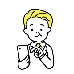 かわいい人物のイラストシリーズ _ オフィスワーカー_シニア _ 楽しい