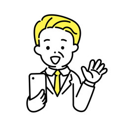 かわいい人物のイラストシリーズ _ オフィスワーカー_シニア _ 楽しい