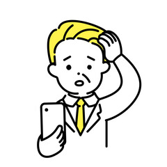 かわいい人物のイラストシリーズ _ オフィスワーカー_シニア _ 戸惑う