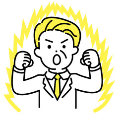 かわいい人物のイラストシリーズ _ オフィスワーカー_シニア _ やる気