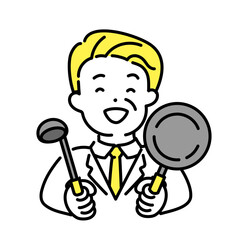 かわいい人物のイラストシリーズ _ オフィスワーカー_シニア _ 料理