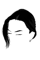 black silhouette of a woman's model and hairstyle on a white background