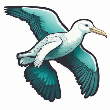 recommend clip art: Sticker Albatross white outline. flat vector illustration