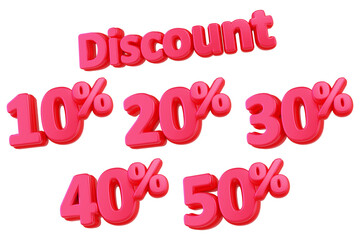 Sale discount icons. Special offer price signs. 3d illustration