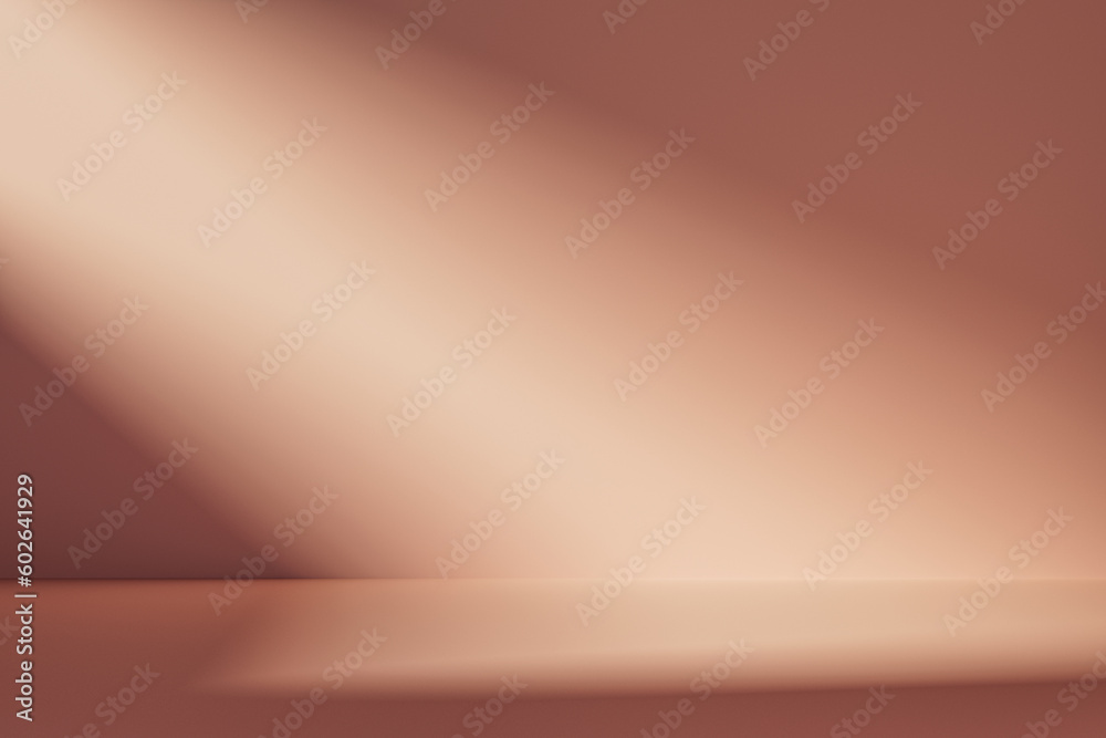 Wall mural 3d presentation background in pink room illuminated by sunlight. 3d rendering of mockup of presentat