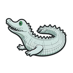 Sticker Alligator white outline. flat vector illustration