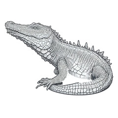 Naklejka premium Sticker Alligator white outline. flat vector illustration