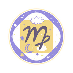 Astrology. Horoscope element. Virgo zodiac sign. Vector graphics.