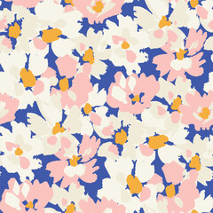 bright contrast multicolored floral pattern with brush strokes of paint © taisiyakozorez