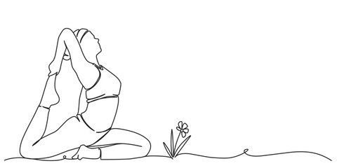 Yoga women line art style vector illustration, international yoga day vector illustration