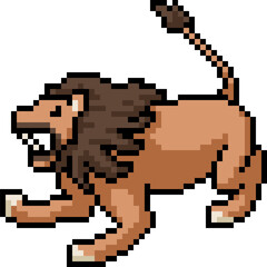 Obraz premium pixel art fierce lion roar