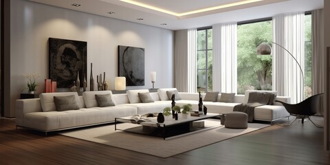 Obraz na płótnie Canvas Contemporary Stylish Living Room Design AI Generated Generative AI