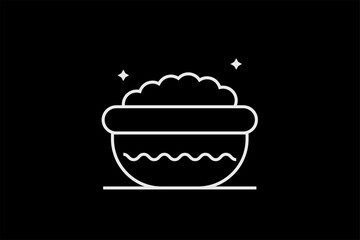 Geometric rice bowl illustration, vector rice icon in flat design art.	