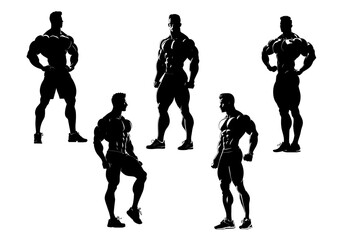 Silhouettes of fitness people, vector set