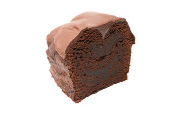 Chocolate cake isolated on a white background.
