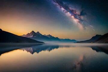 night landscape with clouds and stars
