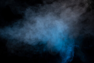 Blue and yellow steam on a black background.