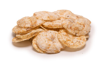 Rice chips isolated on white background.