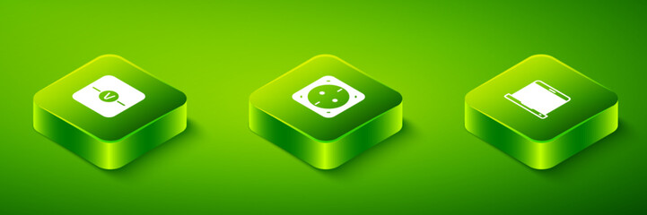 Set Isometric Electrical outlet, Laptop and Voltmeter icon. Vector