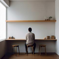 a man sitting on a desk
