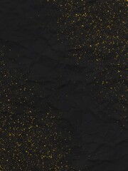 Luxury Wrinkled Paper Texture With Gold Glitter Light Background. Sparkle Stardust